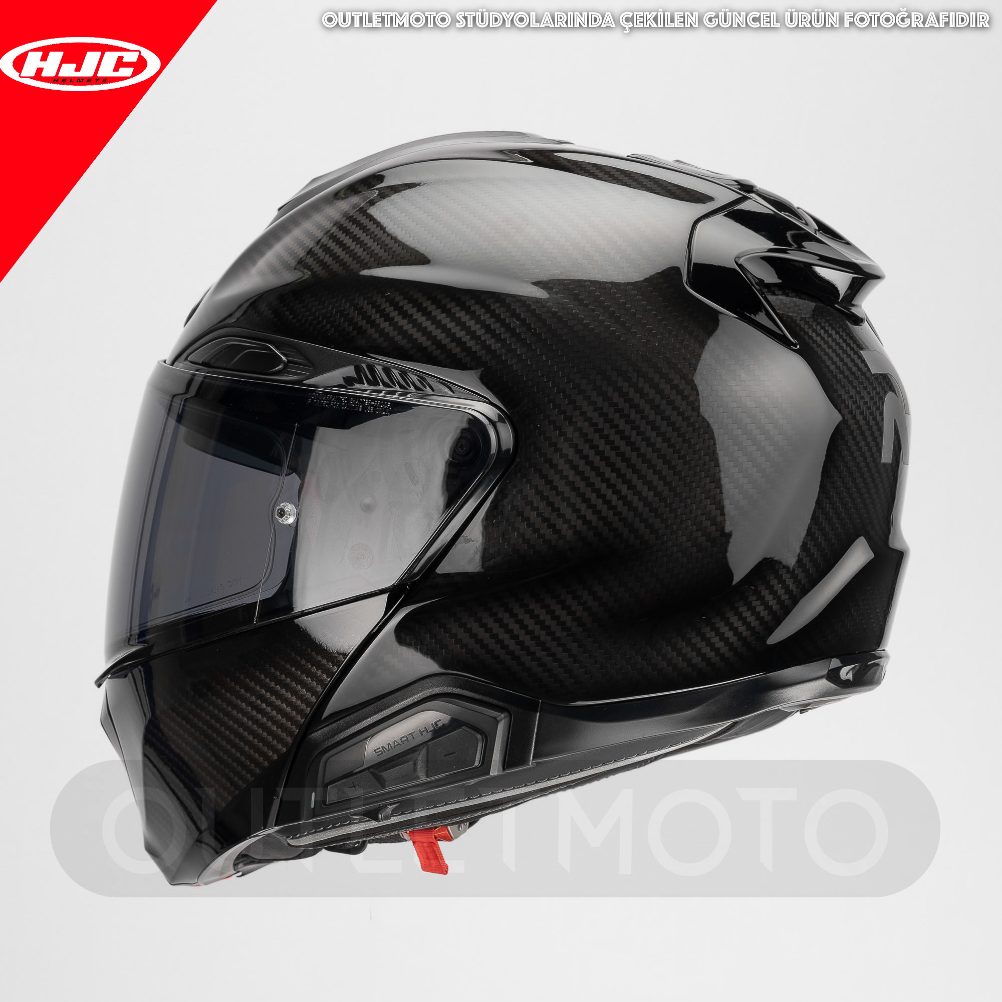 OUTLETMOTO. HJC RPHA 91 CARBON Çene Açılır Motosiklet Kask + HJC 50B ...