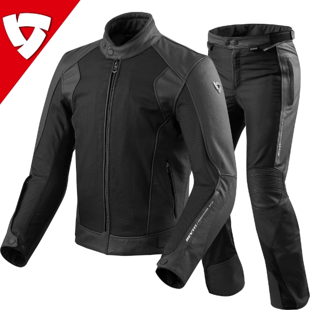 Revit IGNITION 3 Korumalı Deri Tekstil Kombine Motosiklet Mont Pantolon Takım resmi